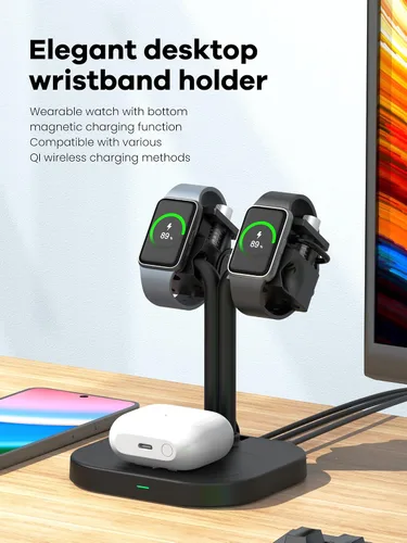 Vista 8 de Base de cargador de reloj dual universal, estación de cargador 3 en A33SW-Negro
