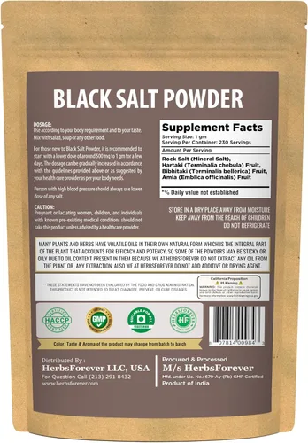Vista 2 de HerbsForever Sal Negra Polvo Kala Namak Mineral 230 GMS