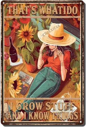Vista 11 de LIUAXICIA Letreros de estaño vintage de metal retro Una chica que realmente amaba la jardinería Elegantes letreros de metal de estaño para cocina
