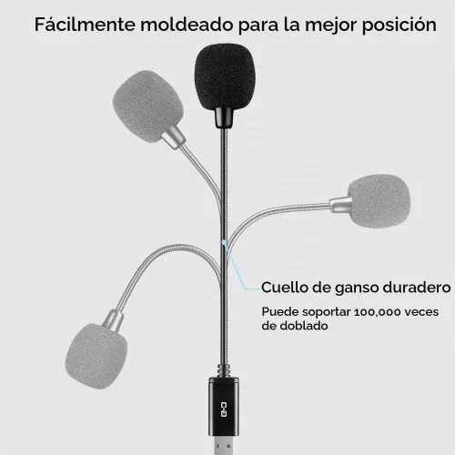 Vista 4 de Micrófono USB Mini para Laptop y Computadora de Escritorio, con Cuello de Cisne y Tarjeta de Sonido USB Universal, Compatible con PC y Mac, Enchufar