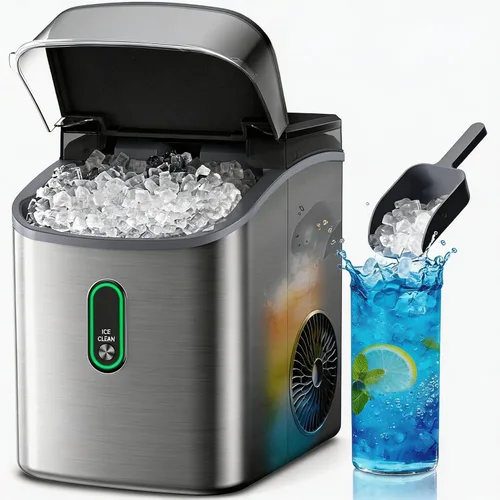 Vista 35 de Silonn Máquina de hielo Nugget con asa de transporte, 36 lbs/24H Negro