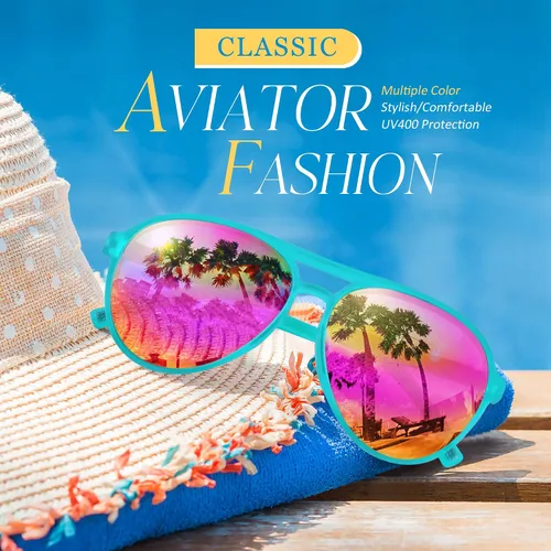 Vista 6 de URUMQI Lentes de sol polarizados estilo aviador para mujeres y hombres, lentes de sol piloto retro de los años 70, montura TR90, protección UV400