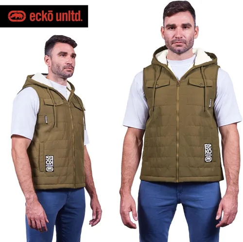 Vista 2 de Ecko Unltd Sleeveless Sherpa Lined Puffer Vest Mens Winter Travel Vest