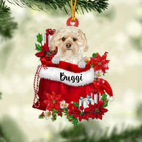 Vista 91 de Perro Akita Inu personalizado en bolsa de regalo, adorno de Navidad, nombre personalizado, regalo para amantes de los perros, familia, Navidad