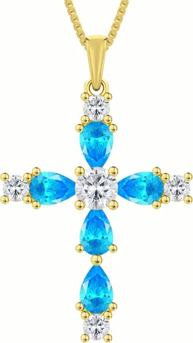 Vista 73 de YL Collar de cruz de plata de ley 925 con colgante de piedra natal religiosa para mujer