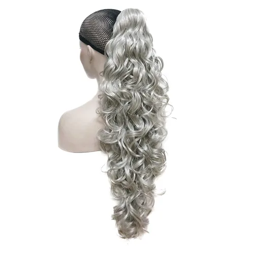 Vista 7 de Lydell 30" largo rizado peinado clip en garra cola de caballo extensión pelo sintético postizo 9.88 oz con un clip de mandíbula/garra (negro)