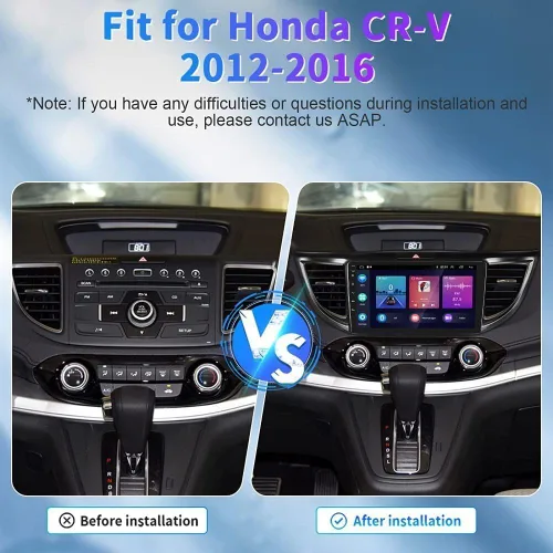 Vista 2 de Android 13.0 Estéreo de coche doble DIN para Honda CRV 2012-2016 10 pulgadas HD pantalla táctil audio multimedia receptor con Carplay Android Auto