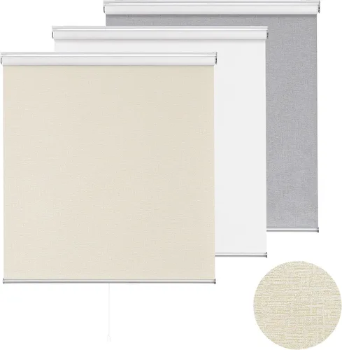 Vista 10 de ChrisDowa Persiana enrollable 100 % opaca sin cordón, de tamaño personalizado, con jacquard a rayas, aislamiento térmico, tela de protección UV