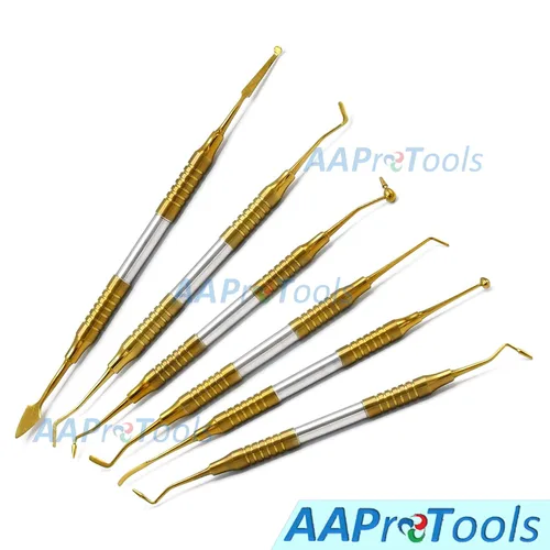 Vista 3 de 6 piezas de instrumento de llenado compuesto dental Gold Titanium Coated Restorati DN-2189