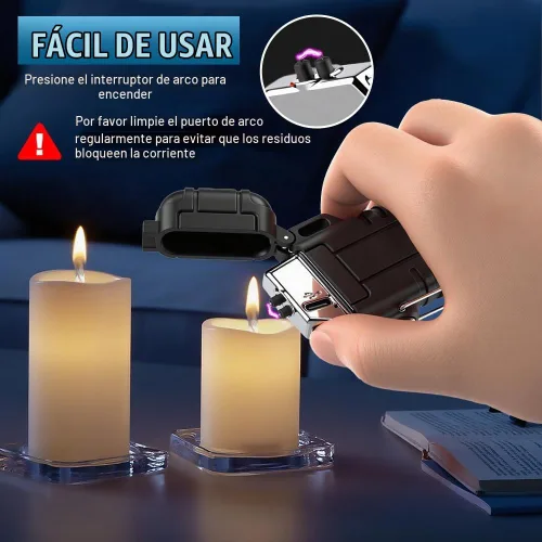 Vista 9 de LcFun Encendedor eléctrico USB C recargable de plasma resistente al viento, encendedores de arco sin llama, fósforos a prueba de agua para camping