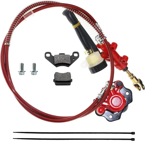 Vista 8 de PRO BAT Kit de pinza de cilindro maestro de montaje de freno hidráulico trasero con pastilla de freno extra para cuatrimoto Baja para go kart, Azul