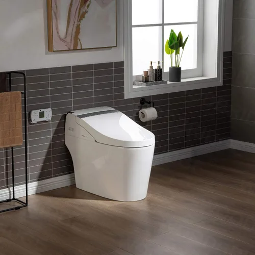Vista 22 de WOODBRIDGE B0960S - Inodoro de descarga automática, apertura y cierre automáticos, inodoro de descarga única de 1.28 GPF con asiento inteligente