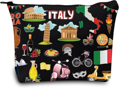 Vista 7 de LEVLO Bolsa de viaje para Italia, regalo de recuerdo de Roma, Torre de Pisa, Coliseo, Venecia, Carnaval, cremallera, bolsa de regalo de viaje