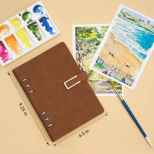 Vista 8 de Libro de bocetos de acuarela Lightwish, 100% algodón sin ácidos, papel de acuarela prensado en frío de 300 gsm/140 lb para artistas, adultos