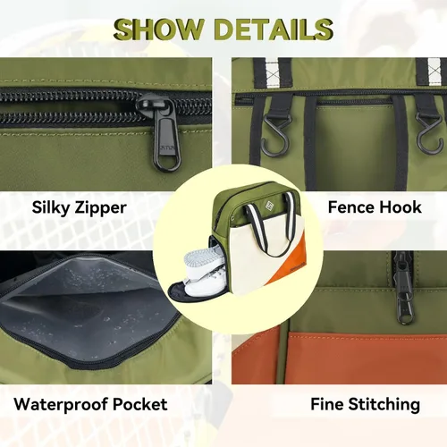 Vista 4 de Bolsa de pickleball para mujeres y hombres, mochila grande de tenis para pickleball, tenis, raquetbol y bolsa de viaje con compartimento