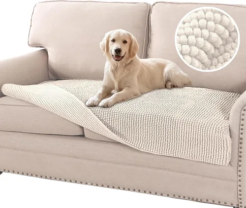 Vista 8 de Flamingo P Funda de cama de felpilla para perro, funda gruesa para sofá biplaza para perros, lavable, protector antideslizante para sofá de 2