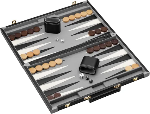 Vista 10 de Mainstreet Classics by GLD Products Juego de mesa Backgammon de 15 pulgadas, negro/blanco