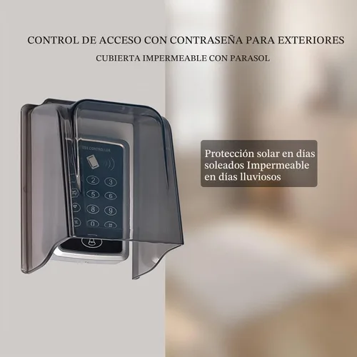 Vista 6 de Cubiertas de lluvia resistentes a la intemperie para cerraduras de puertas exteriores, escudo de agua de plástico para teclado de control de acceso