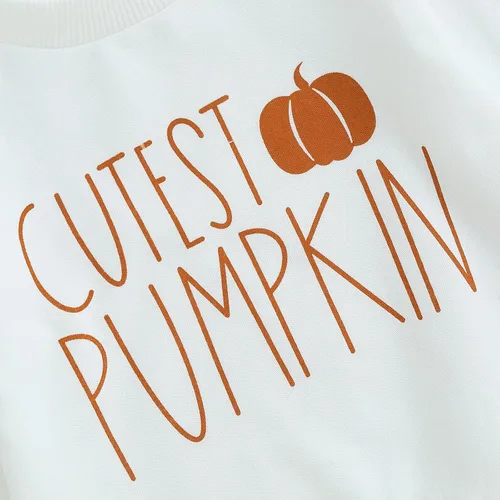 Vista 3 de Muasaaluxi Traje de Halloween para bebé recién nacido, sudadera con cuello redondo y calabaza, pantalones deportivos para otoño e invierno, 0-3T