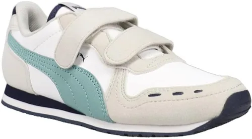 Vista 2 de PUMA Tenis de piel sintética con para niños y niños (niños pequeños), blanco/azul (White/Mineral Blue), 2,5 niño pequeño