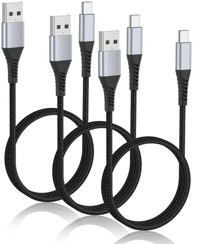 Vista 13 de Cable corto USB a USB C, paquete de 2 cables USB C de 1 pie, trenzado corto de 12 pulgadas, cable USBC de 3A de carga rápida para iPhone 17, 16, 15