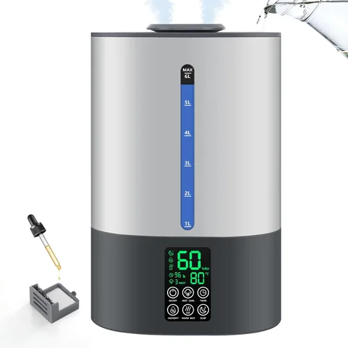 Vista 12 de Coolfiqu Humidificadores de 6L para dormitorio, habitación grande, hogar, humidificador fresco y cálido para bebés y plantas, humidificadores