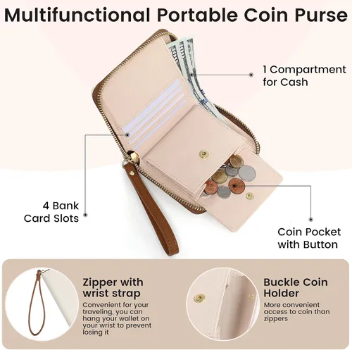 Vista 2 de Pomelo Best Cartera pequeña para mujer de cuero con bloqueo RFID 2025