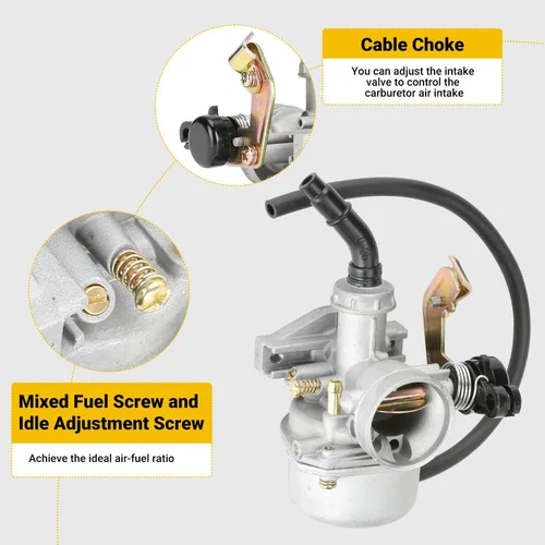 Vista 6 de HIAORS PZ19 Carburador de 19 mm con estrangulador por cable Compatible con Taotao Coolster 110cc 125cc Apollo Sunl NST Coolsport Lifan Baja ATV Quad