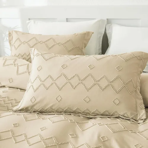 Vista 4 de Juego de funda de edredón bohemio Emme - Juego de cubreedredón mullido con bordado bohemio, ropa de cama para todas las estaciones para individual