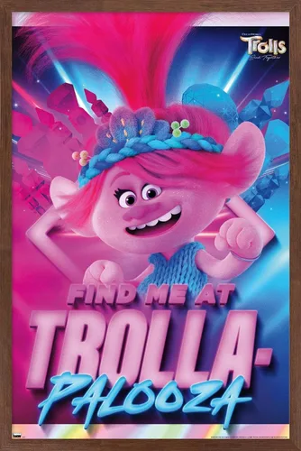Vista 16 de Trends International Trolls: Band Together - Póster de pared de amapola, 22.4 pulgadas de largo x 14.7 pulgadas, versión enmarcada de madera