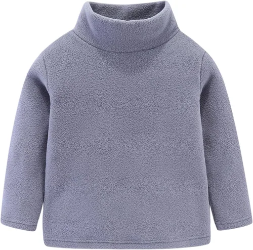 Vista 13 de Mud Kingdom Camisas de forro polar para niños con cuello alto, suaves, unisex Albaricoque
