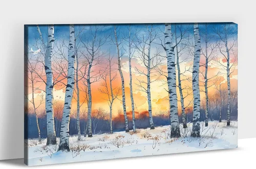 Vista 35 de UZMKM Lienzo decorativo de abedul para pared, pintura de bosque otoñal, imagen panorámica de paisaje, vista de la naturaleza amarilla, obra de arte