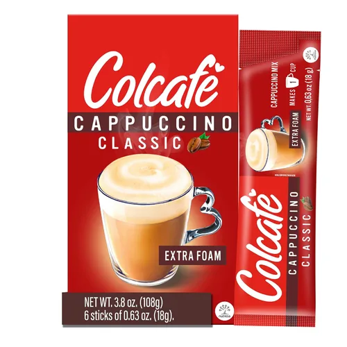Vista 3 de Colcafe Cappuccino Clásico Instantáneo, 6 sobres por paquete, paquete de 2