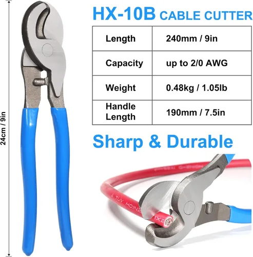 Vista 3 de Herramienta engarzadora de cable de batería Solsop para AWG calibre 10, 8, 6, 4, 2, 1/0