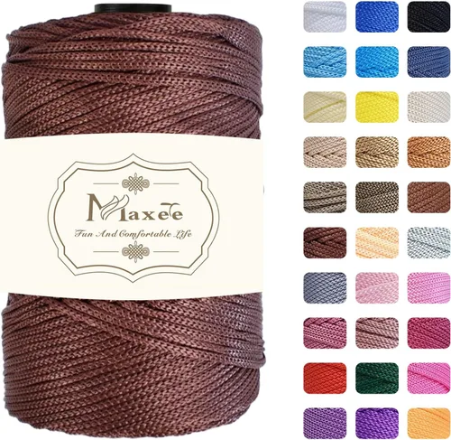 Vista 60 de Cordón de macramé de poliéster de alta calidad de 0.118 in × 218 yardas, 0.118 in, 100% polipropileno, ideal para ganchillo, ganchos de pared