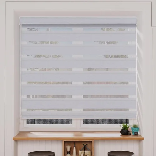 Vista 57 de MYshade Persianas enrollables de cebra opacas (85 %) con cordón para ventanas interiores, persianas de doble capa beige para dormitorio, baño, sala
