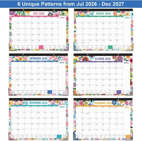 Vista 4 de Calendario de escritorio 2026-2027 - julio de 2026 a diciembre de 2027, calendario de escritorio grande de 17 x 12 pulgadas, calendario de 18 meses