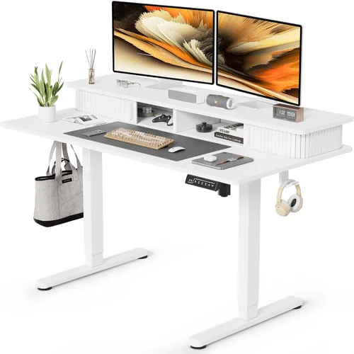 Vista 11 de JOY Worker - Escritorio eléctrico de pie de 35 pulgadas con estante de Gris