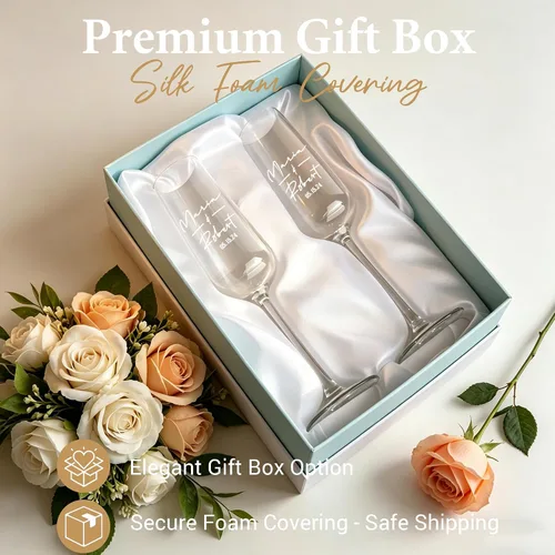 Vista 3 de Copas de champán de boda personalizadas, juego de 2, copas de brindis Mr & Mrs para novia y novio, nombre y fecha grabados, regalos personalizados