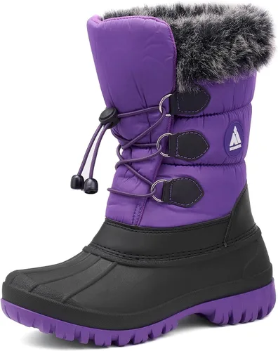 Vista 10 de Mishansha Botas de nieve impermeables para niños y niñas, botas de invierno Marrón oscuro-038