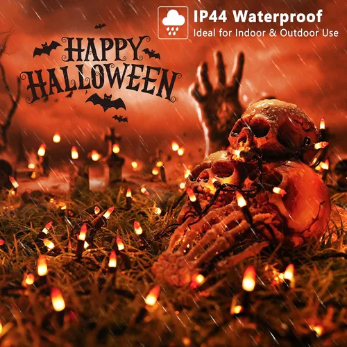 Vista 5 de ODEETRONIC Candy Corn - Luces de Halloween de 21.63 pies, juego de 100 luces incandescentes conectables, 120 V, certificado UL, luz de Halloween