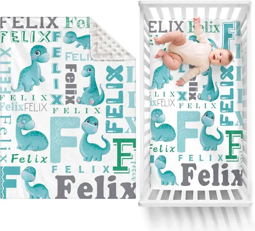 Vista 19 de Manta de bebé de doble capa con nombre personalizado, manta de ropa de cama para niños pequeños con estampado morado personalizado, multiusos