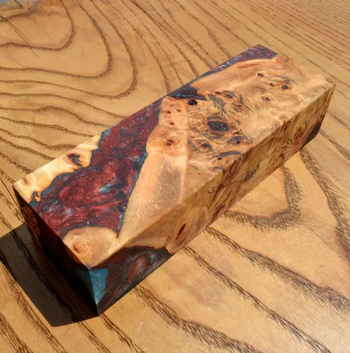 Vista 3 de Cuchillos estabilizados de madera de madera BURL que giran los cuchillos de hoja en blanco (#389)