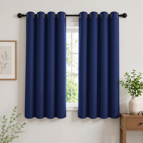 Vista 66 de Cortinas de oscurecimiento de habitación de 45 pulgadas de largo para dormitorio y sala de estar, cortinas térmicas aislantes con ojales