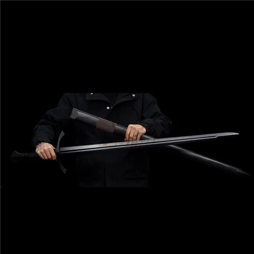 Vista 8 de Fidestisan Espada Medieval Claymore de 45 pulgadas Hecha a Mano Espadas Largas Reales Hoja Negra de Espiga Completa Autoensamblaje Desmontable