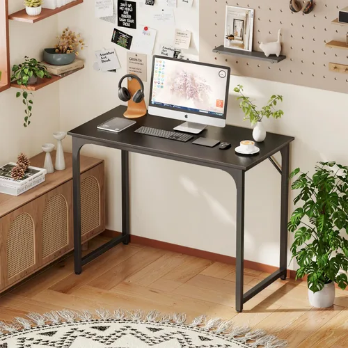 Vista 2 de Dopinmin Escritorio para computadora de 39.4 pulgadas, escritorio de oficina en casa, escritorio de trabajo moderno, escritorio de escritura