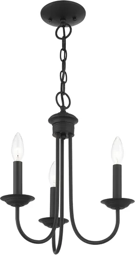 Vista 4 de Livex Lighting 42683-04 - Lámpara de araña de acero con 3 luces para decoración del hogar, 1 lámpara de techo negra, perfecta para decoración