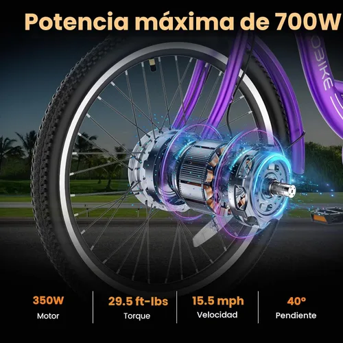 Vista 2 de MOPHOTO 3 Wheel Electric Bike for Adults, 24/26", Max 60mile Range, 15.5MPH