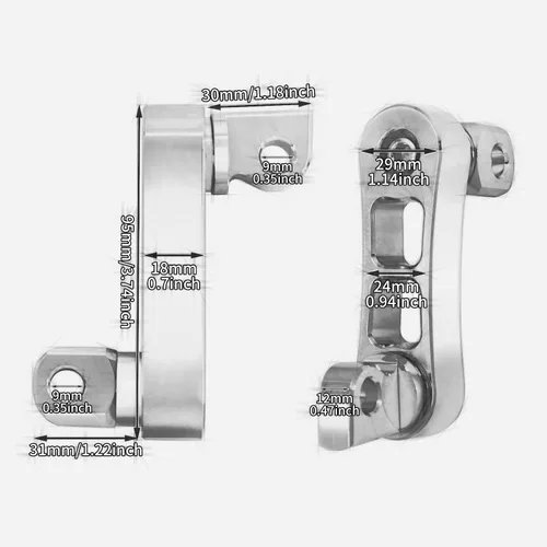 Vista 6 de Estribos ajustables Highway Pegs con montaje macho para pie de motocicleta, abrazadera, soporte, extensiones, soporte con abrazadera para Harley