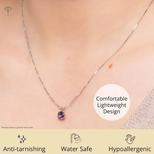 Vista 10 de MAX + STONE Cushion Cut Gemstone Necklace 8mm Solitaire Birthstone Necklace for Women Gemstone Pendant Necklaces with 18 inch Box Chain